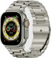 Apple Watch Ultra 49mm Kordon Zarif ve Sağlam Renkli KRD-93 Metal Kordon - Titanyum
