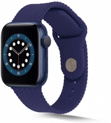 Apple Watch Ultra 49mm Silikon Kordon Hasır Örgü Dizayn KRD-37 - Lacivert