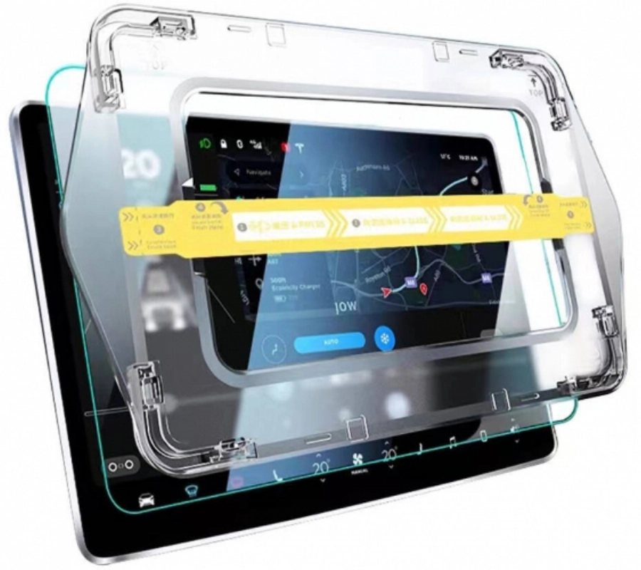 Tesla Model X Araç Multimedya Ekran Koruyucu AR Oleofobik Uygulama Aparatlı Premium Temperli Cam Ekran Koruyucu