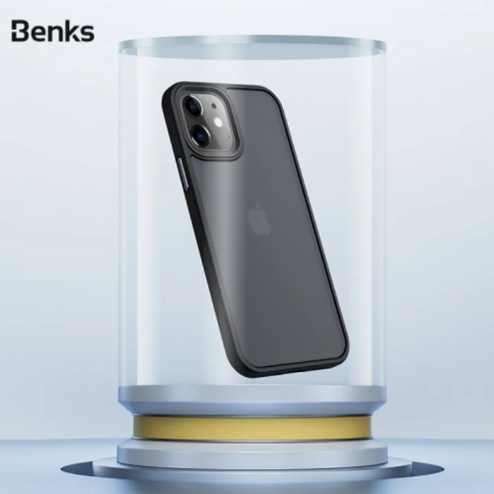 Benks Apple iPhone 12 Pro (6.1) Case Hybrid Serisi Silikon Mat Kapak - Gümüş