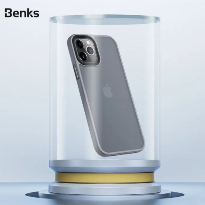 Benks Apple iPhone 12 Pro (6.1) Case Hybrid Serisi Silikon Mat Kapak - Gümüş