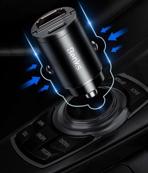Benks C30 Mini Fast Charging PD Car Charger Araç Çakmaklık Şarjı - Siyah