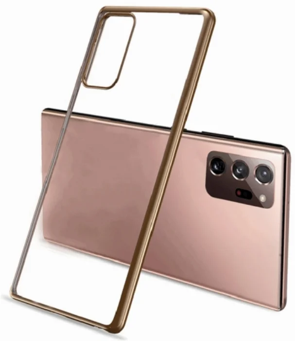 Benks Samsung Galaxy Note 20 Kılıf Magic Glitz Ultra-Thin Şeffaf Korumalı Silikon Soft Kapak - Gold