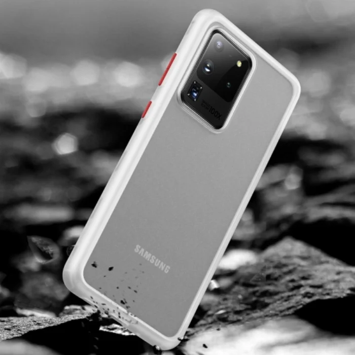 Benks Samsung Galaxy S20 Ultra Kılıf Arkası Mat Magic Smooth Drop Resistance Kapak - Beyaz