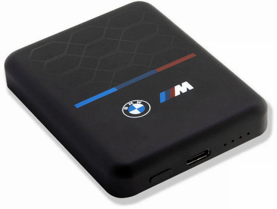 BMW Led Işıklı Göstergeli Magsafe Magnetik Orjinal Lisanslı Powerbank 5000 Mah - Siyah