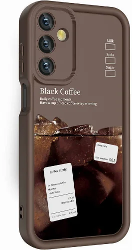 Samsung Galaxy A15 Kılıf Kamera Korumalı Baskılı Arka Yüzey Klas Kapak - Koyu Kahve