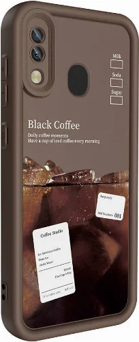 Samsung Galaxy A30 Kılıf Kamera Korumalı Baskılı Arka Yüzey Klas Kapak - Koyu Kahve