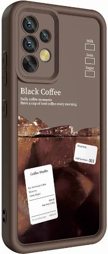 Samsung Galaxy A32 4G Kılıf Kamera Korumalı Baskılı Arka Yüzey Klas Kapak - Koyu Kahve