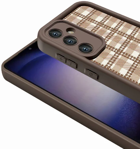 Samsung Galaxy A35 Kılıf Kamera Korumalı Baskılı Arka Yüzey Klas Kapak - Koyu Kahve