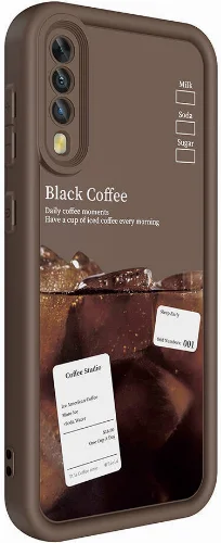 Samsung Galaxy A50 Kılıf Kamera Korumalı Baskılı Arka Yüzey Klas Kapak - Koyu Kahve