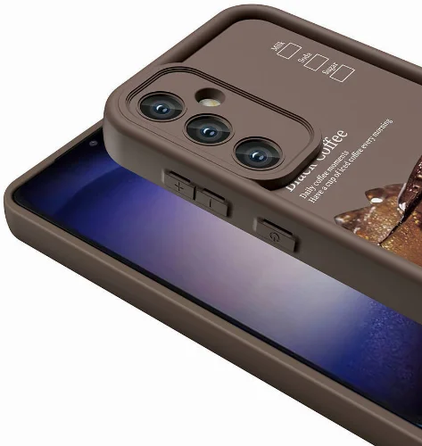 Samsung Galaxy A55 Kılıf Kamera Korumalı Baskılı Arka Yüzey Klas Kapak - Koyu Kahve