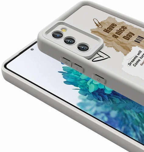Samsung Galaxy S20 FE Kılıf Kamera Korumalı Baskılı Arka Yüzey Klas Kapak - Beyaz