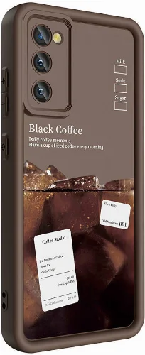 Samsung Galaxy S20 FE Kılıf Kamera Korumalı Baskılı Arka Yüzey Klas Kapak - Koyu Kahve