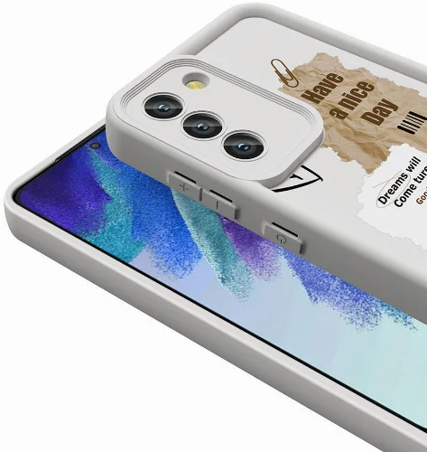Samsung Galaxy S21 FE Kılıf Kamera Korumalı Baskılı Arka Yüzey Klas Kapak - Koyu Kahve