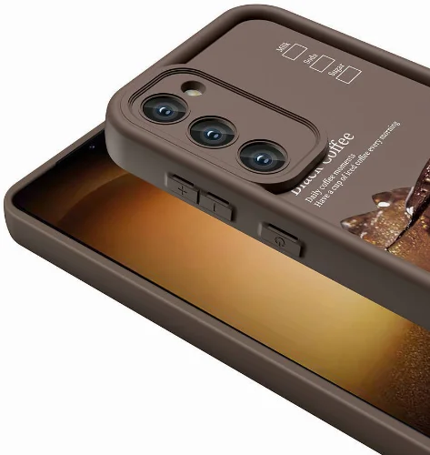 Samsung Galaxy S23 Kılıf Kamera Korumalı Baskılı Arka Yüzey Klas Kapak - Koyu Kahve
