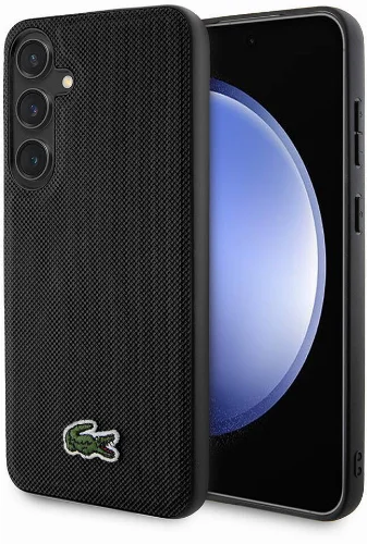 Samsung Galaxy S24 Kılıf Lacoste Orjinal Lisanslı PU Pike Desenli Arka Yüzey İkonik Timsah Dokuma Logolu Kapak - Siyah