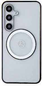 Samsung Galaxy S24 Kılıf Mercedes Benz Orjinal Lisanslı Magsafe Şarj Özellikli PC TPU Transparan Black Ring Kapak - Şeffaf