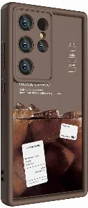 Samsung Galaxy S24 Ultra Kılıf Kamera Korumalı Baskılı Arka Yüzey Klas Kapak - Koyu Kahve