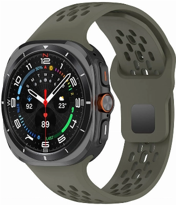 Samsung Galaxy Watch Ultra 47mm Kordon KRD-119 Delikli Tasarım Silikon Kordon - Derin Yeşil