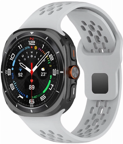 Samsung Galaxy Watch Ultra 47mm Kordon KRD-119 Delikli Tasarım Silikon Kordon - Gri