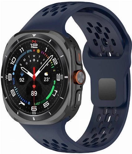 Samsung Galaxy Watch Ultra 47mm Kordon KRD-119 Delikli Tasarım Silikon Kordon - Midnight Blue