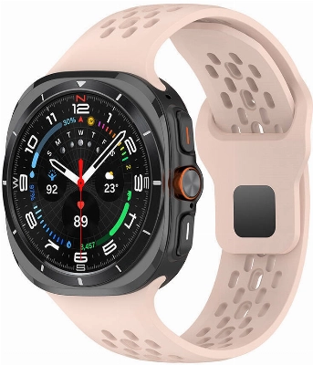 Samsung Galaxy Watch Ultra 47mm Kordon KRD-119 Delikli Tasarım Silikon Kordon - Pembe