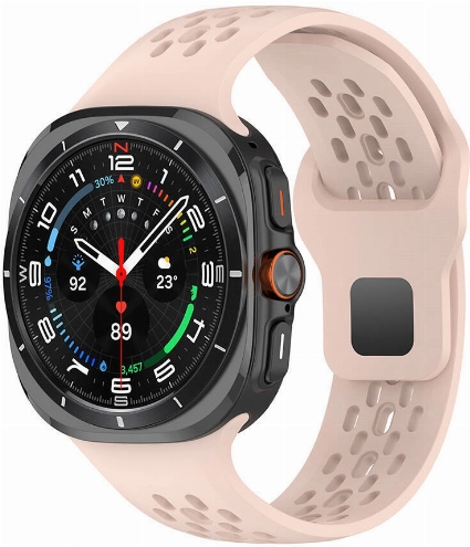 Samsung Galaxy Watch Ultra 47mm Kordon KRD-119 Delikli Tasarım Silikon Kordon - Pembe