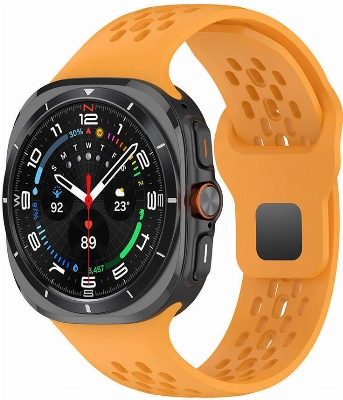 Samsung Galaxy Watch Ultra 47mm Kordon KRD-119 Delikli Tasarım Silikon Kordon - Sarı