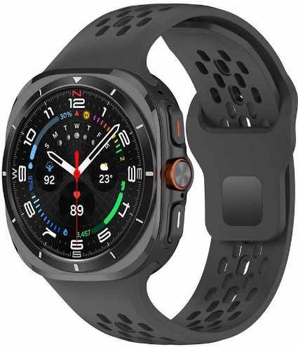 Samsung Galaxy Watch Ultra 47mm Kordon KRD-119 Delikli Tasarım Silikon Kordon - Siyah