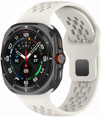 Samsung Galaxy Watch Ultra 47mm Kordon KRD-119 Delikli Tasarım Silikon Kordon - Starlight