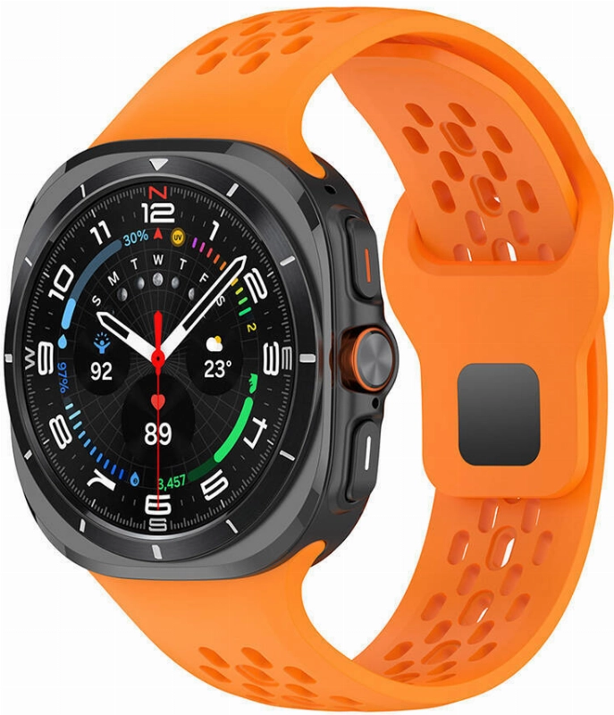 Samsung Galaxy Watch Ultra 47mm Kordon KRD-119 Delikli Tasarım Silikon Kordon - Turuncu