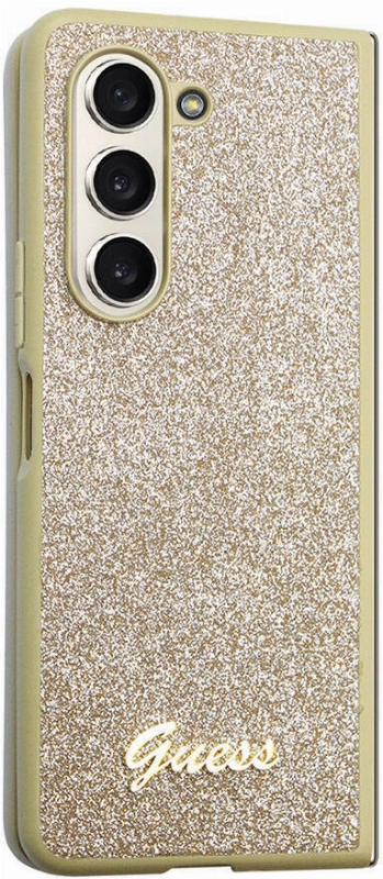 Galaxy Z Fold 5 Kılıf Guess Orjinal Lisanslı Yazı Logolu Glitter Script Kapak - Gold