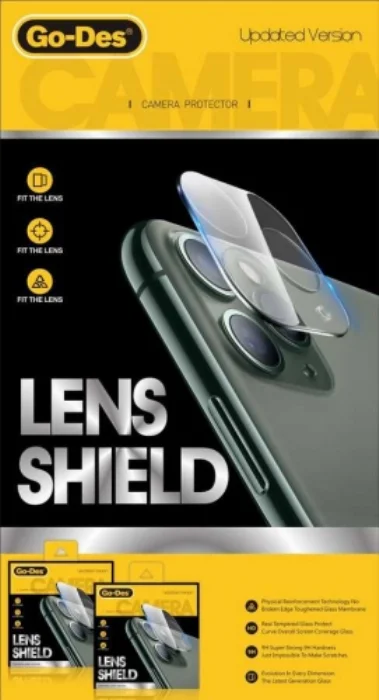 Go-Des Apple iPhone 12 (6.1) Lens Shield Şeffaf Temperli Kamera Koruyucu  - Renksiz