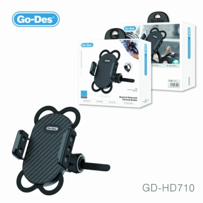 Go-Des Bisiklet ve Motorsiklet Telefon Tutucu Silikon GD-HD710 - Siyah