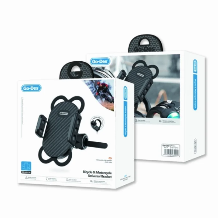 Go-Des Bisiklet ve Motorsiklet Telefon Tutucu Silikon GD-HD710 - Siyah