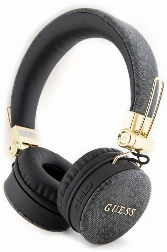 Guess Orjinal Lisanslı 4G Metal Logo PU Deri Ayarlanabilir Kulak Üstü Bluetooth Kulaklık - Siyah