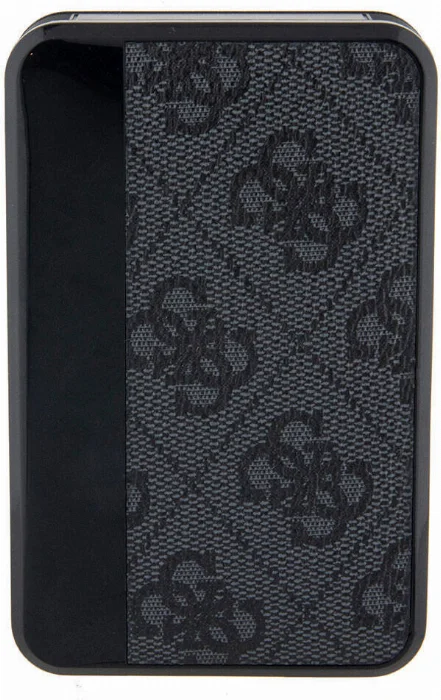 Guess Orjinal Lisanslı Dijital Led Göstergeli PU Deri 4G Desenli Metal Yazı Logolu Powerbank 10000mAh 18W - Siyah