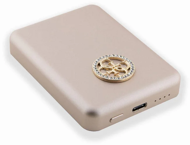 Guess Orjinal Lisanslı Magsafe Şarj Özellikli Taşlı 4G Logolu Powerbank 3000mAh 5W - Siyah