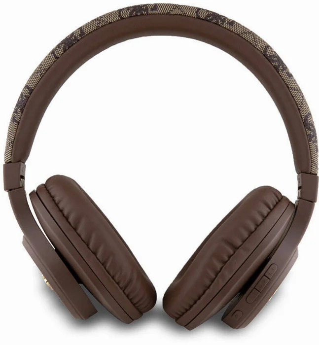Guess Orjinal Lisanslı PU 4G Desenli Metal Yazı Logolu Tone On Tone Kulak Üstü Bluetooth Kulaklık - Siyah