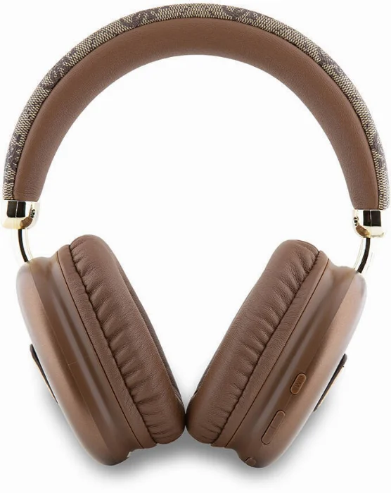 Guess Orjinal Lisanslı PU 4G Desenli Üçgen Logolu Kulak Üstü Bluetooth Kulaklık - Siyah