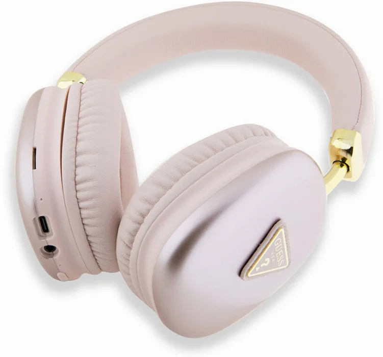 Guess Orjinal Lisanslı PU 4G Desenli Üçgen Logolu Kulak Üstü Bluetooth Kulaklık - Siyah