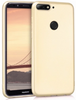 Honor 7X Kılıf İnce Soft Mat Renkli Esnek Silikon Kapak - Gold