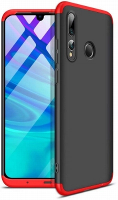 Honor 9x Kılıf 3 Parçalı 360 Tam Korumalı Rubber AYS Kapak  - Kırmızı - Siyah