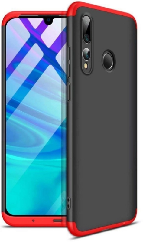 Honor 9x Kılıf 3 Parçalı 360 Tam Korumalı Rubber AYS Kapak  - Kırmızı - Siyah