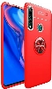 Honor 9x Kılıf Renkli Silikon Yüzüklü Standlı Auto Focus Ravel Kapak - Kırmızı