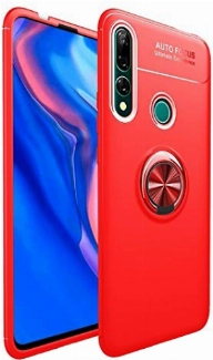 Honor 9x Kılıf Renkli Silikon Yüzüklü Standlı Auto Focus Ravel Kapak - Kırmızı