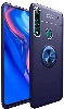 Honor 9x Kılıf Renkli Silikon Yüzüklü Standlı Auto Focus Ravel Kapak - Mavi