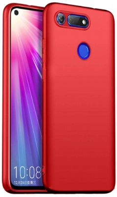 Honor View 20 Kılıf İnce Soft Mat Renkli Esnek Silikon Kapak - Kırmızı