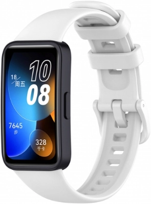 Huawei Band 8  Klasik Kordon Renkli Delikli Yumuşak Silikon Kordon  - Beyaz