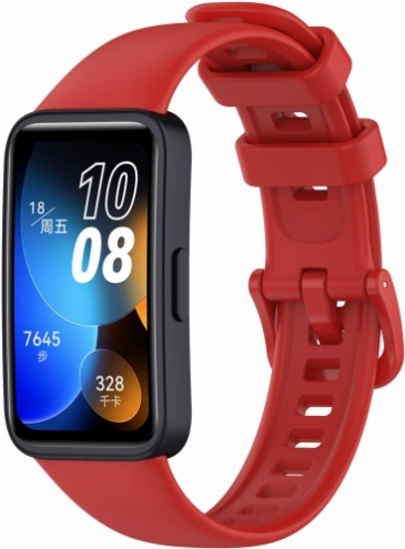 Huawei Band 8  Klasik Kordon Renkli Delikli Yumuşak Silikon Kordon  - Kırmızı